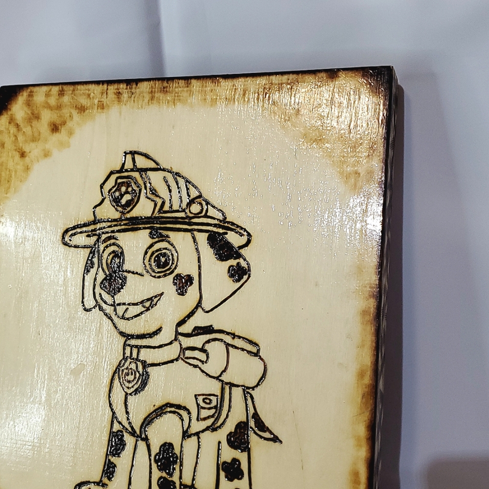 Wooden Plaque, Paw Patrol's Marshall, Wood Burned Design (One Of A Kind) - Picture 4 of 11